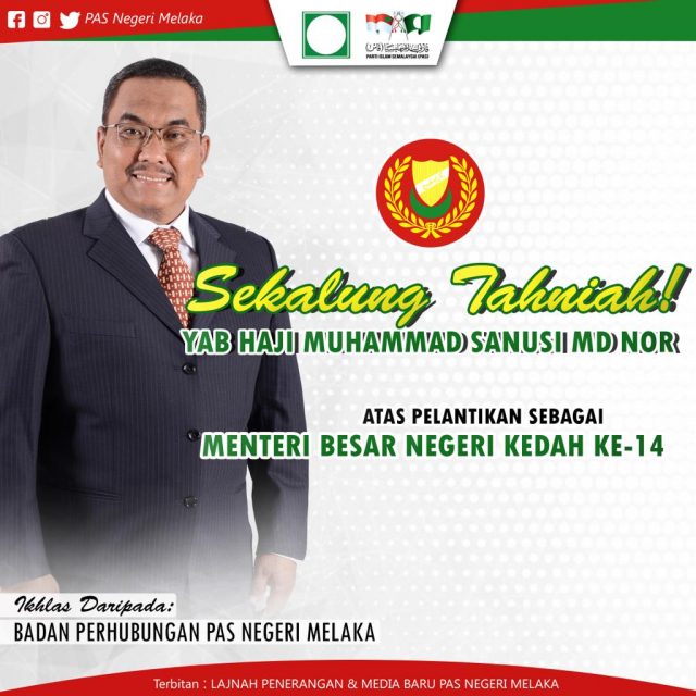 Tahniah Atas Perlantikan Menteri Besar Kedah Baharu | PAS ...