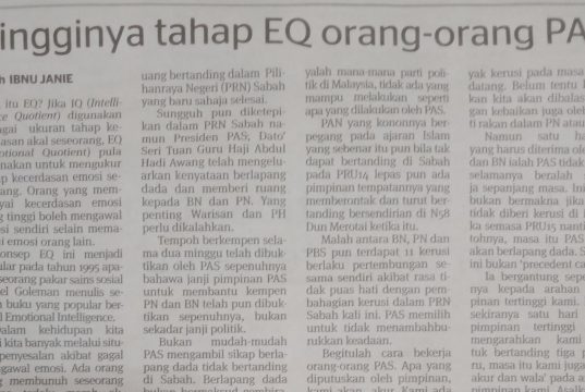 Rencana : Tingginya tahap EQ orang-orang PAS