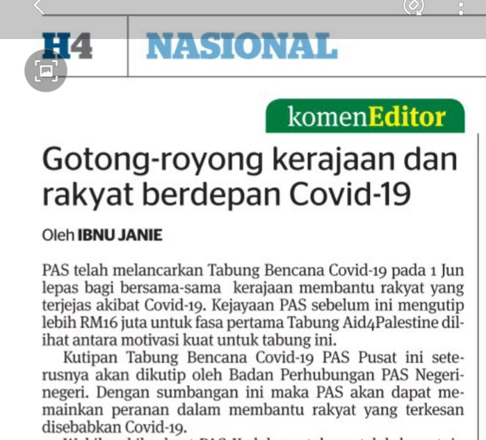 Rencana  Gotong-royong kerajaan dan rakyat berdepan Covid-19 