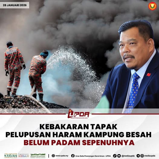 KEBAKARAN TAPAK PELUPUSAN HARAM KAMPUNG BESAH BELUM PADAM SEPENUHNYA