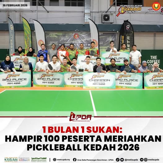 1 BULAN 1 SUKAN: HAMPIR 100 PESERTA MERIAHKAN PICKLEBALL KEDAH 2026
