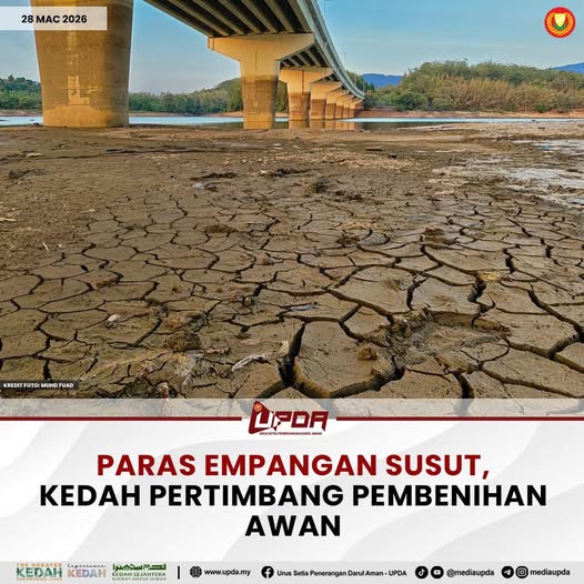 PARAS EMPANGAN SUSUT, KEDAH PERTIMBANG PEMBENIHAN AWAN