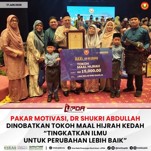 PAKAR MOTIVASI, DR SHUKRI ABDULLAH DINOBATKAN TOKOH MAAL HIJRAH KEDAH