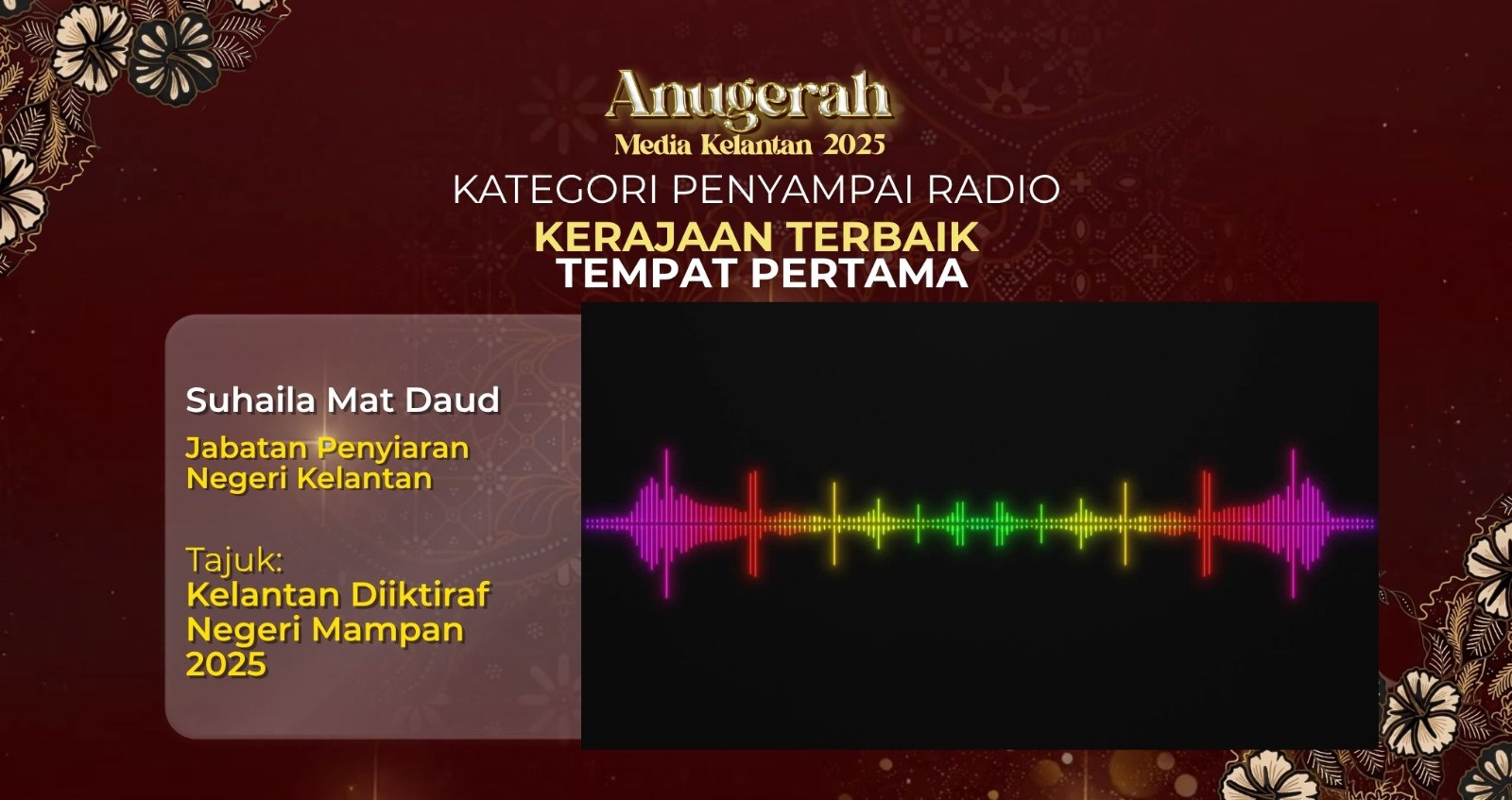 Julung kali penyampai radio diiktiraf, Che Sue rangkul johan AMK 2025