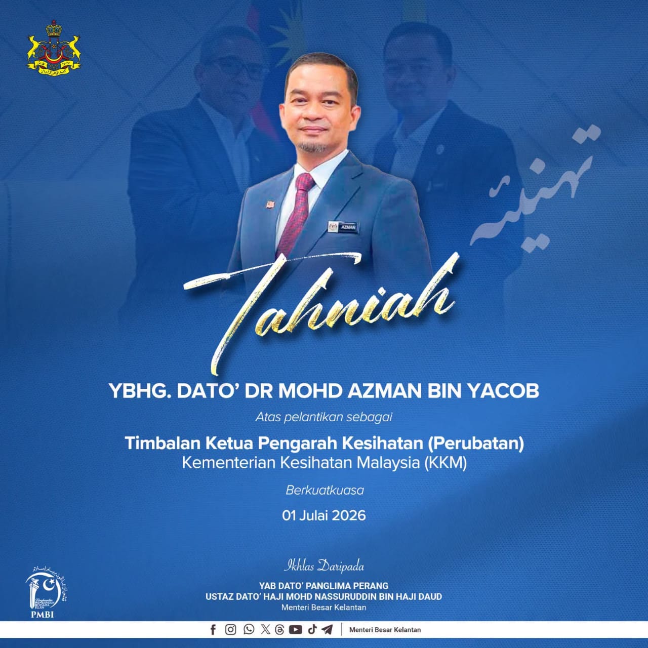 Anak Kelantan dilantik Timbalan Ketua Pengarah Kesihatan (Perubatan)