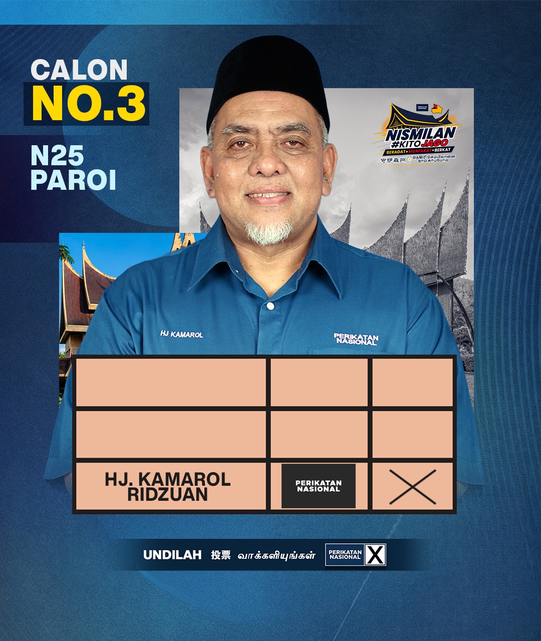 Kertas undi Haji Kamarol Ridzuan